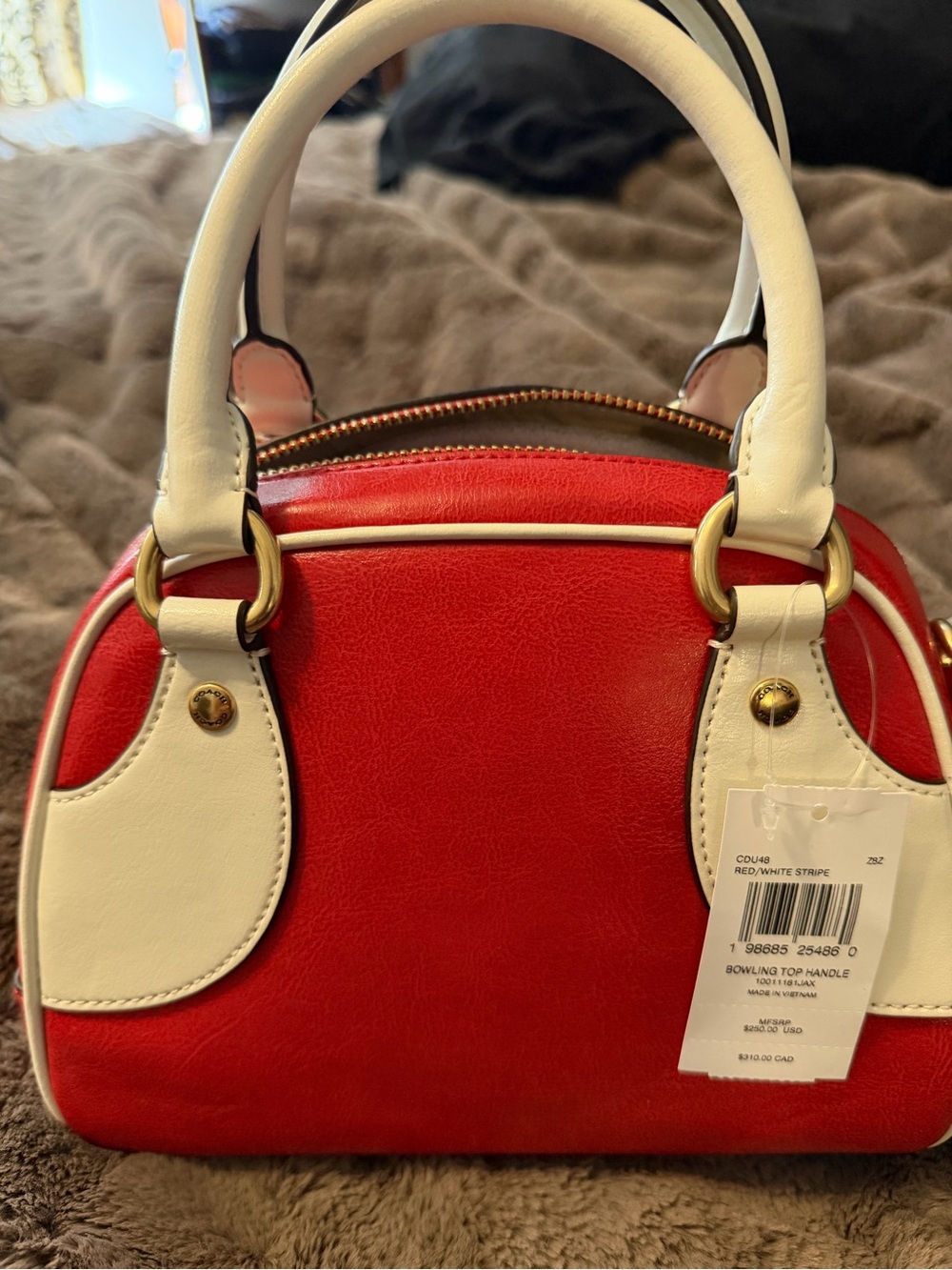 CoachtoTwo-Tone Red and White Mini Satchel - Picture 2 of 5